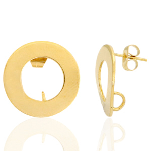 Oorbellen van Stainless steel Roestvrij staal (RVS) oorsteker 18mm met oogje Goud