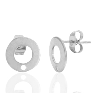 Oorbellen van Stainless steel Roestvrij staal (RVS) oorsteker 10mm met oogje Zilver