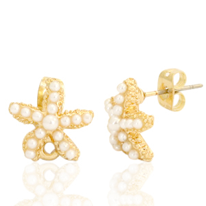Metaal onderdelen DQ oorstekers starfish pearl met oogje Goud (nikkelvrij)