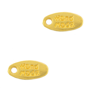 Metaal bedels DQ tag "handmade" Goud (nikkelvrij)