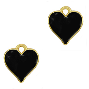 Metaal bedels DQ heart Goud-zwart (nikkelvrij)
