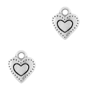Metaal bedels DQ heart Antiek zilver (nikkelvrij)