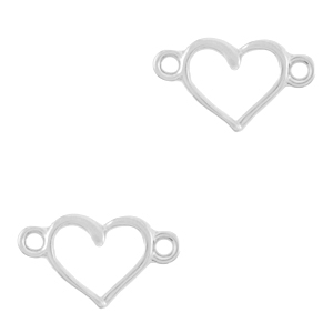 Metaal bedels DQ tussenstuk heart Antiek zilver (nikkelvrij)