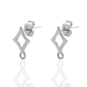 Oorbellen van Stainless steel Roestvrij staal (RVS) rhombus Zilver