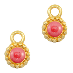 Metaal bedels DQ Pearl coral pink-gold (nikkelvrij)