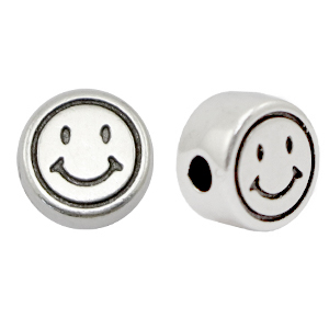Metaal kralen DQ smiley 7mm Antiek zilver (nikkelvrij)