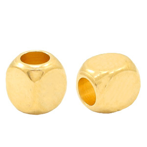 Metaal kralen DQ cube 2.5mm Goud (nikkelvrij)