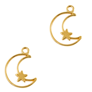 Metaal bedels DQ moon and star Goud (nikkelvrij)