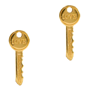 Metaal bedels DQ key "Love" Goud (nikkelvrij)