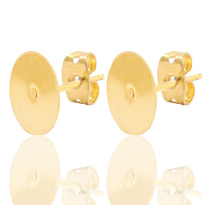 Metaal onderdelen DQ oorstekers 10mm Goud (nikkelvrij)