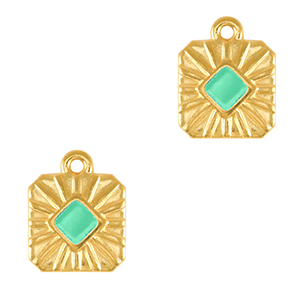 Metaal bedels DQ square Goud-veraman blue (nikkelvrij)