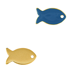 Metaal bedels DQ fish Goud-cerulean blue (nikkelvrij)