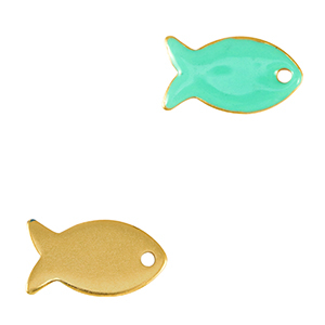Metaal bedels DQ fish Goud-veraman blue (nikkelvrij)
