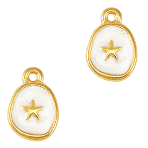Metaal bedels DQ starfish Goud-pearl white (nikkelvrij)