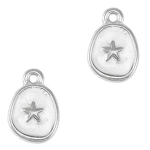 Metaal bedels DQ starfish Antiek zilver-pearl white (nikkelvrij)