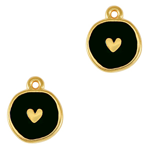 Metaal bedels DQ heart Goud-black (nikkelvrij)