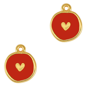Metaal bedels DQ heart Goud-red (nikkelvrij)