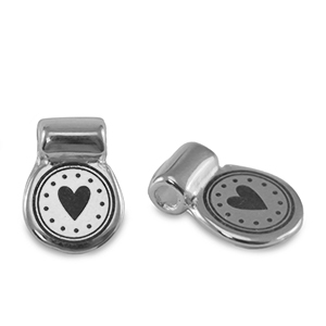 Metaal schuivers DQ heart Antiek zilver (nikkelvrij)