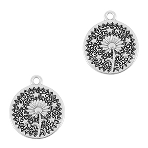 Metaal bedels DQ flower Antiek zilver (nikkelvrij)