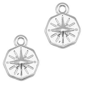 Metaal bedels DQ round star Antiek zilver (nikkelvrij)