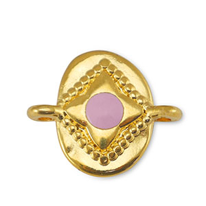 Metaal bedels DQ tussenstuk oval Light Pink-Goud (nikkelvrij)