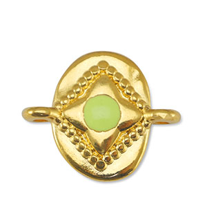 Metaal bedels DQ tussenstuk oval Lime Yellow-Goud (nikkelvrij)