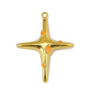 Metaal bedels DQ cross Orange-Goud (nikkelvrij)