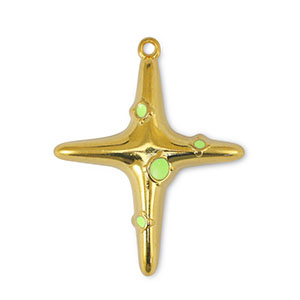 Metaal bedels DQ cross Lime Yellow-Goud (nikkelvrij)