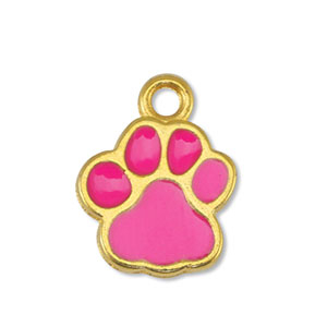 Metaal bedels DQ dog paw Fuchsia-Goud (nikkelvrij)