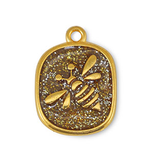 Metaal bedels DQ bee Glitter Topaz-Goud (nikkelvrij)