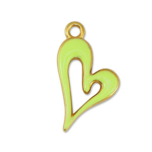 Metaal bedels DQ heart Lime Yellow-Goud (nikkelvrij)