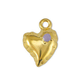 Metaal bedels DQ heart Lilac-Goud (nikkelvrij)