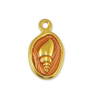 Metaal bedels DQ shell Transparant Orange-Goud (nikkelvrij)