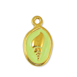 Metaal bedels DQ shell Lime Yellow-Goud (nikkelvrij)