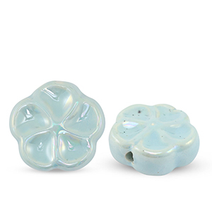 Keramiek kraal flower Light blue