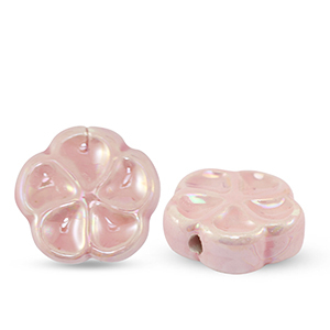 Keramiek kraal flower Light pink