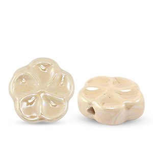 Keramiek kraal flower Beige