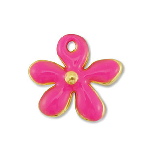 Metaal bedels DQ flower Goud-fuchsia (nikkelvrij)