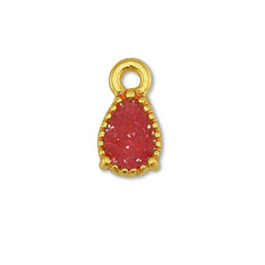 Metaal bedels DQ drop Goud-glitter red rose (nikkelvrij)