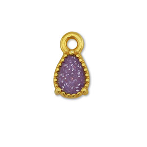 Metaal bedels DQ drop Goud-glitter purple (nikkelvrij)