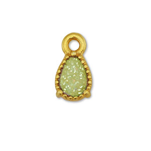 Metaal bedels DQ drop Goud-glitter light green (nikkelvrij)