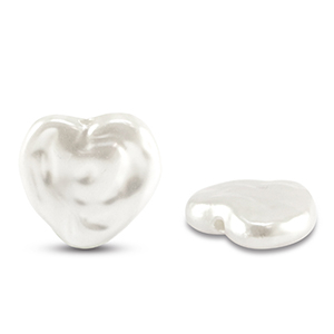 Zoetwaterparels imitatie heart White