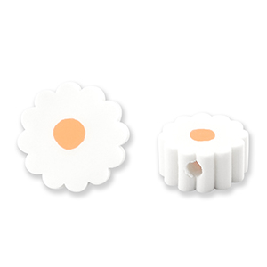 Polymeer kraal flower White-orange