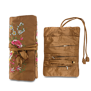 Reisetui voor sieraden with flowers Brown