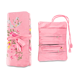 Reisetui voor sieraden with flowers Pink