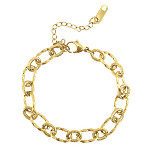 Schakelarmbanden van Stainless steel Roestvrij staal (RVS) twisted Gold