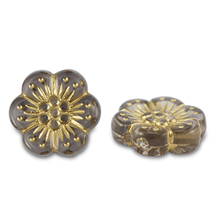 Kralen van acryl flower Grey-gold