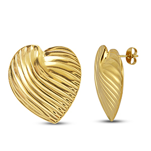 Oorbellen / oorstekers van Stainless steel Roestvrij staal (RVS) heart Gold