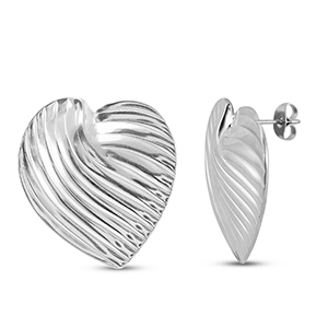 Oorbellen / oorstekers van Stainless steel Roestvrij staal (RVS) heart Silver