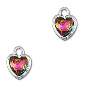 Hanger van Crystal glas heart AB coating-silver